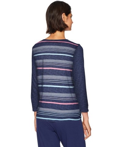 Women's Striped Pullover Sleep Top - Fall Lines Blue - CX188T4EHNR $26.22 Tops