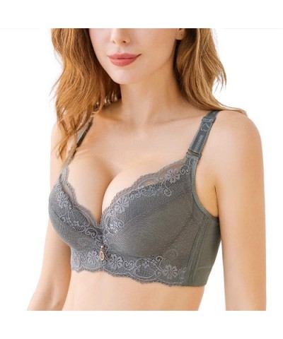 Padded Push Up Lace Bras for 34A to 44C Underwire - Grey - C6190ONHCXN $30.80 Bras