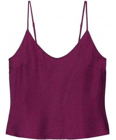 Women's X Satin Cami - Dark Purple - CA18XNCDZDZ $56.50 Camisoles & Tanks