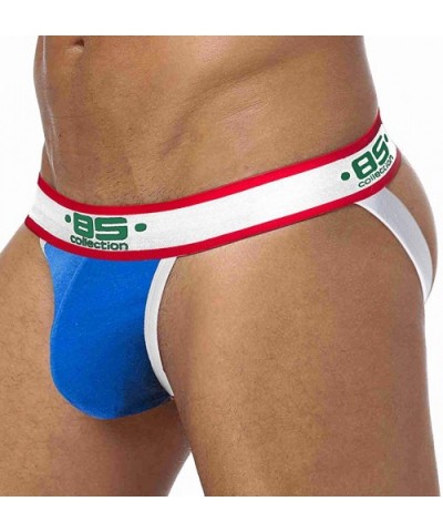 Men's Cotton Jockstrap Low Rise Breathable Underwear Briefs Multi Pack - Red-green-blue - CK18Z0U4GAR $26.33 Briefs