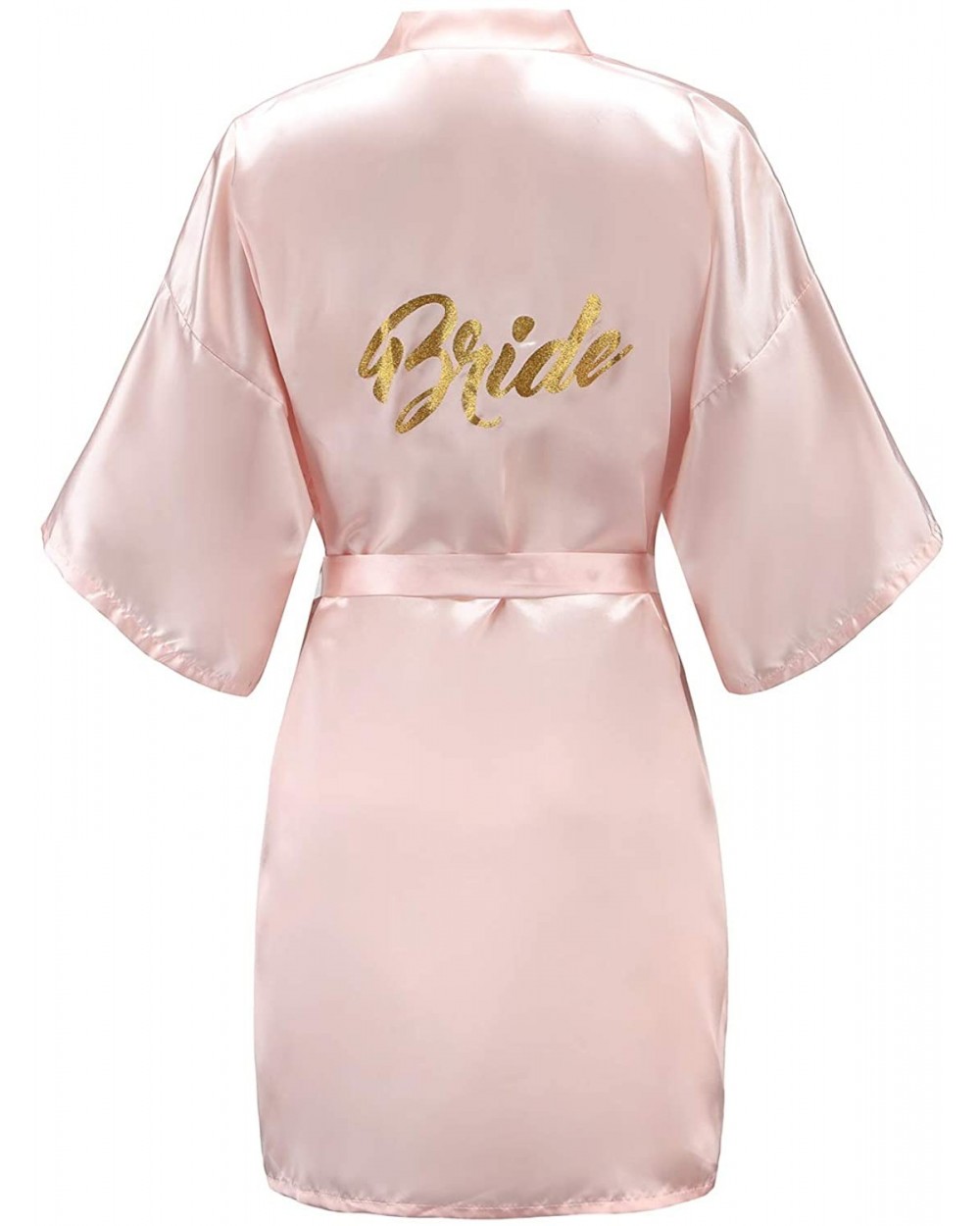 Women One Size Bride Bridesmaid Robes with Gold Glitter for Wedding Party - Pink - C518I09XN43 $21.77 Robes