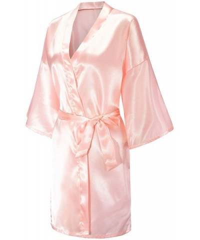 Women One Size Bride Bridesmaid Robes with Gold Glitter for Wedding Party - Pink - C518I09XN43 $21.77 Robes