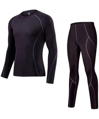 Mens Thermal Underwear Suit Winter Warm Stretchy Base Layer Compression Long Johns Set - C8192KSXQU9 $58.39 Thermal Underwear