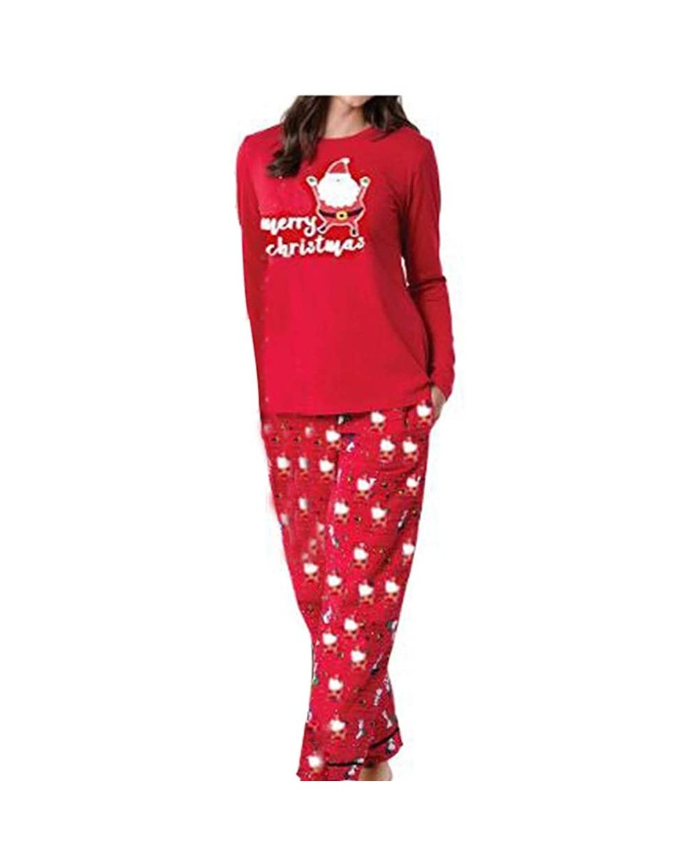 Family Matching Christmas Pajamas Sets Reindeer Santa Claus Sleepwear - 2242red-Women - CP18L57M4U6 $30.48 Sets