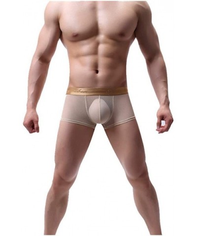 Men's Underwear Sexy Mesh Breathable Boxer Briefs Low Rise Cool Boxers See-Through Transparent Sexy Underwear Trunk - Gold - ...