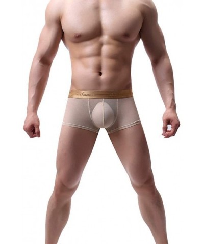 Men's Underwear Sexy Mesh Breathable Boxer Briefs Low Rise Cool Boxers See-Through Transparent Sexy Underwear Trunk - Gold - ...