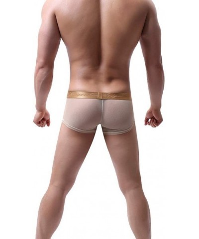 Men's Underwear Sexy Mesh Breathable Boxer Briefs Low Rise Cool Boxers See-Through Transparent Sexy Underwear Trunk - Gold - ...