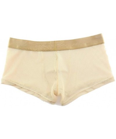 Men's Underwear Sexy Mesh Breathable Boxer Briefs Low Rise Cool Boxers See-Through Transparent Sexy Underwear Trunk - Gold - ...