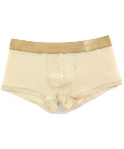 Men's Underwear Sexy Mesh Breathable Boxer Briefs Low Rise Cool Boxers See-Through Transparent Sexy Underwear Trunk - Gold - ...