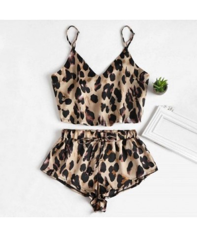 Lingerie for Women-KMG Silk Pajamas Sexy Satin Lingerie Lace Shorts Set Ladies Underwear Sleepwear - Brown - CS19C4I85M7 $17....