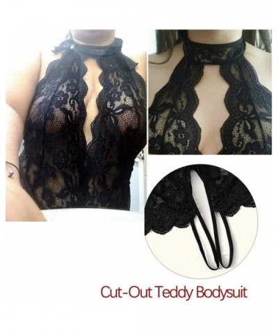 Women Teddy Lingerie One Piece Lace Bodysuit(Black-XL) - CA1927RLNDK $20.88 Baby Dolls & Chemises