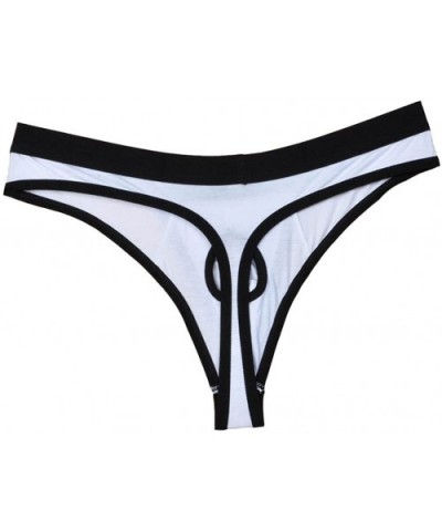 Men's Hole & Pouch Thong Underwear - White - CU11YPIG1W1 $14.27 G-Strings & Thongs