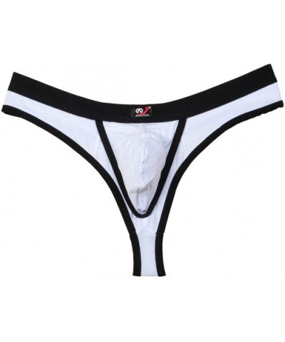 Men's Hole & Pouch Thong Underwear - White - CU11YPIG1W1 $14.27 G-Strings & Thongs