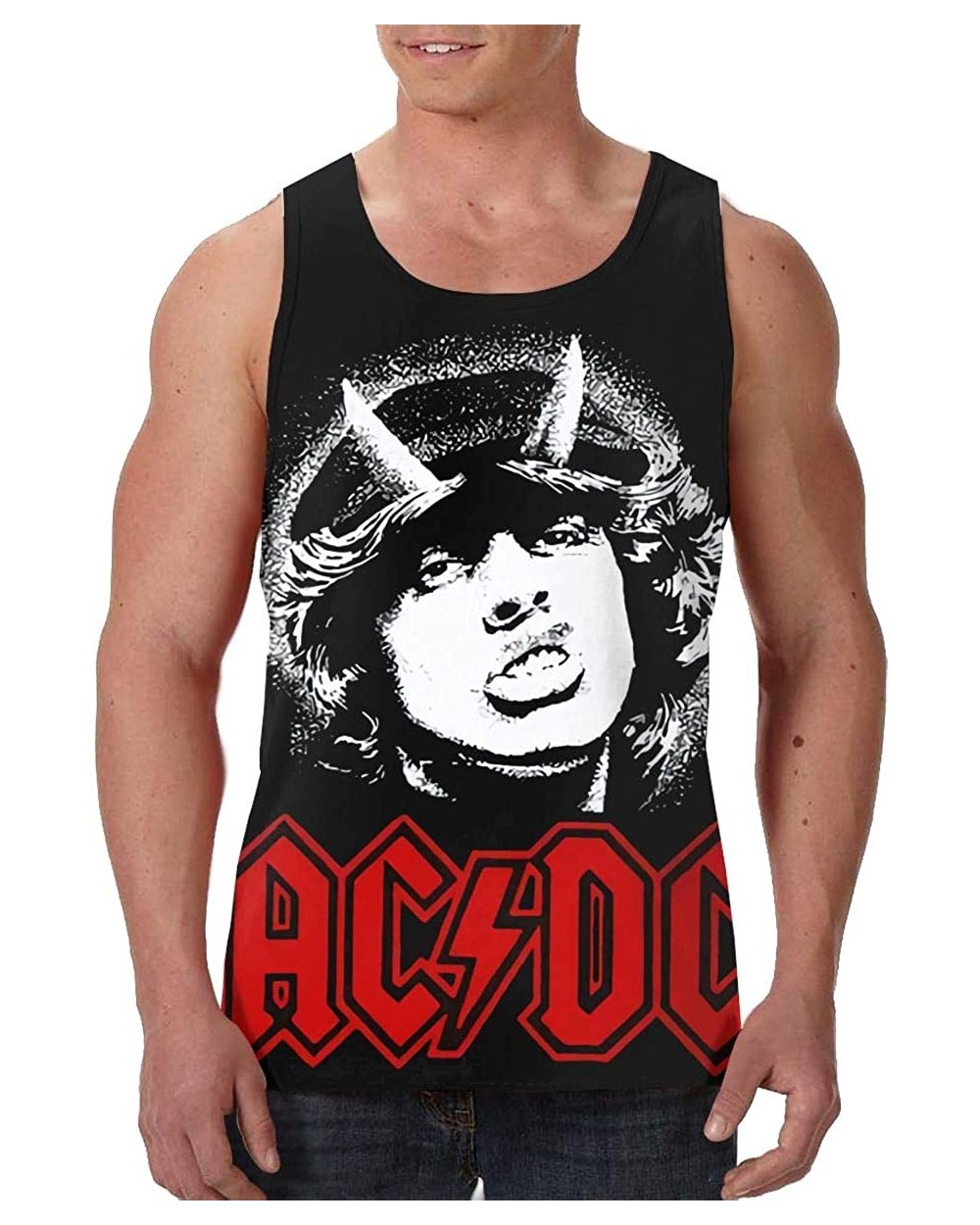 AC/DC Mens Trend Tank Top Undershirts Black - C919DSSNUKM $32.41 Undershirts