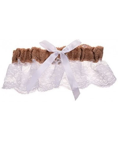 BCP Burlap and White Lace Bowknot Bridal Wedding Garter - CL12I47FAQF $14.23 Garters & Garter Belts