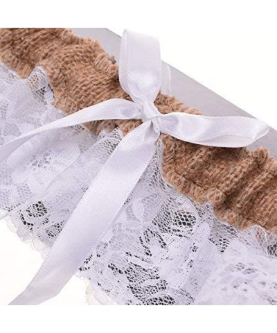 BCP Burlap and White Lace Bowknot Bridal Wedding Garter - CL12I47FAQF $14.23 Garters & Garter Belts