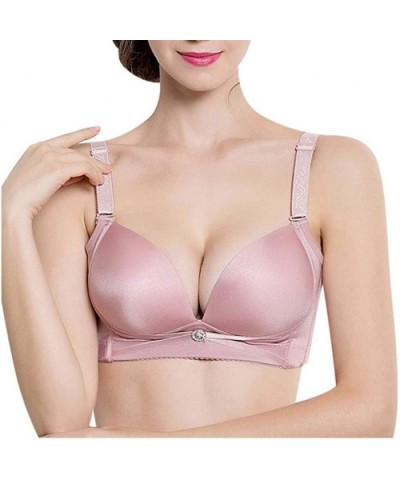 Women's Plus Size Adjustable Sports Extra-Elastic Breathable Seamless Trim Bra - Pink - CQ18YYQLN7H $23.43 Slips