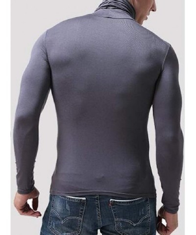 Men's Fashion Turtleneck Slim Thermal Underwear Long Sleeve Solid T-Shirt Tee - 1 - C4192ULN793 $37.06 Thermal Underwear