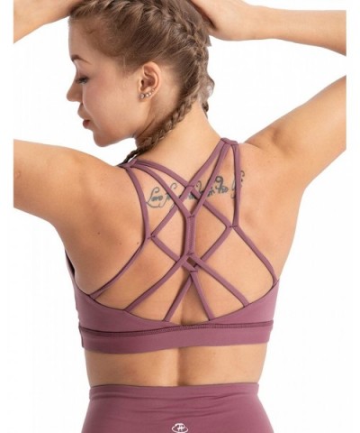 Women's Sports Bra Medium Impact Strappy Workout Bra Cross Back Straps Yoga Bra Top - Deco Rose-1 - CP18Y2QX79I $35.84 Bras