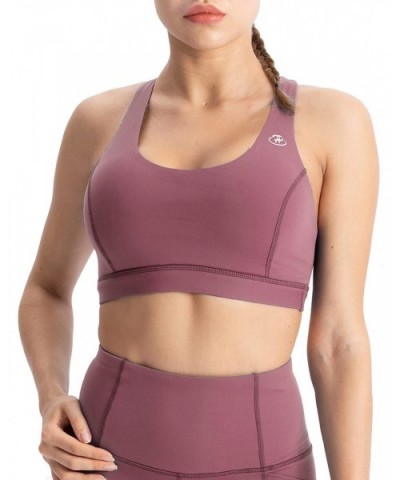 Women's Sports Bra Medium Impact Strappy Workout Bra Cross Back Straps Yoga Bra Top - Deco Rose-1 - CP18Y2QX79I $35.84 Bras