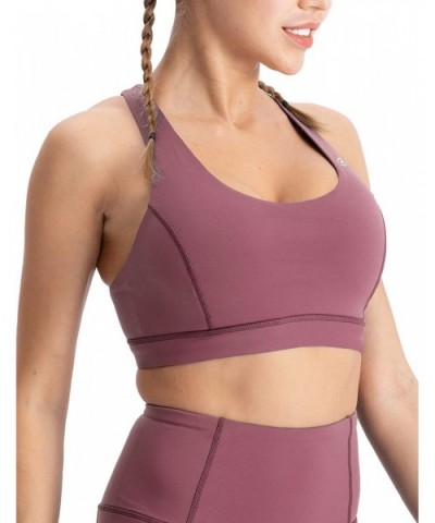 Women's Sports Bra Medium Impact Strappy Workout Bra Cross Back Straps Yoga Bra Top - Deco Rose-1 - CP18Y2QX79I $35.84 Bras