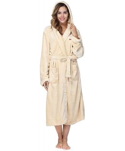 Fleece Womens Robe Lightweight Soft Plush Warm Bathrobes with Hood - Yellow - C31930LK26C $40.34 Robes