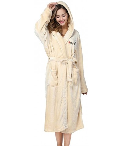 Fleece Womens Robe Lightweight Soft Plush Warm Bathrobes with Hood - Yellow - C31930LK26C $40.34 Robes