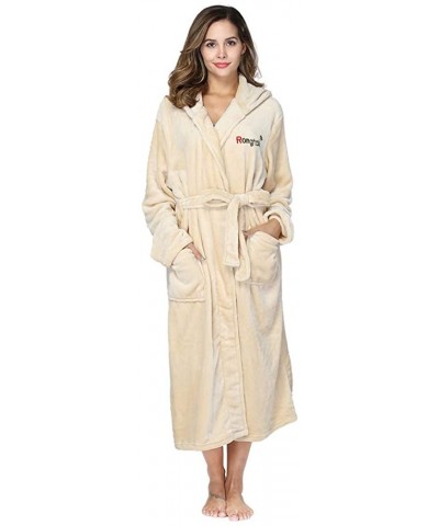 Fleece Womens Robe Lightweight Soft Plush Warm Bathrobes with Hood - Yellow - C31930LK26C $40.34 Robes