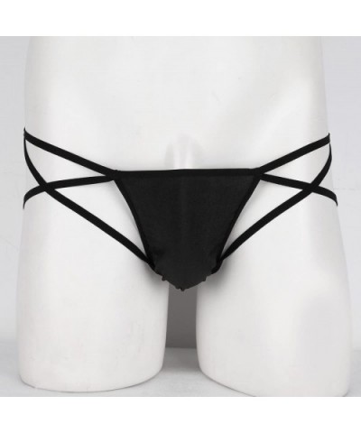 Mens Sexy Mini Open Back Underwear Strappy Naughty Lingerie G String Thong - Black - CL188IQASDX $28.59 G-Strings & Thongs