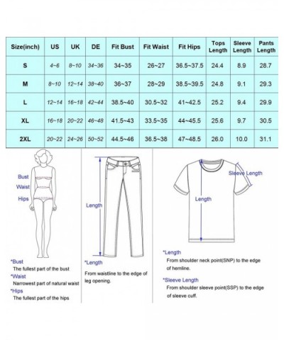 Women Pajama Short Sleeve Round Neck Tops with Printed Capri Pants Lounge Sets - Black - CH18EIMDNND $35.78 Sets