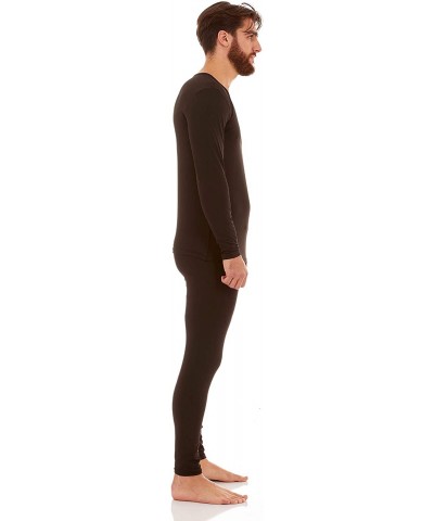 Mens Ultra Soft V-Neck Thermal Underwear with Fleece Lined Long Johns Set - Black - C118AQIKWRX $39.64 Thermal Underwear