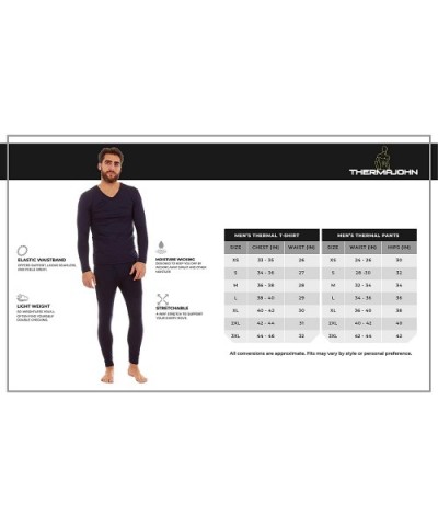 Mens Ultra Soft V-Neck Thermal Underwear with Fleece Lined Long Johns Set - Black - C118AQIKWRX $39.64 Thermal Underwear