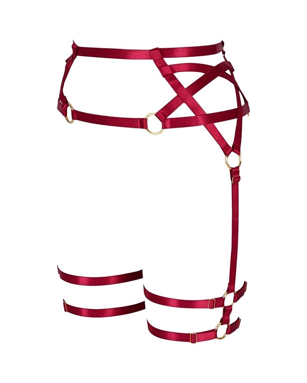 Woman Body Harness Garter Leg cage Festival Rave Dance Punk Gothic Long Tube Pentagram Garter - Red - CZ18T63TRSK $31.20 Gart...