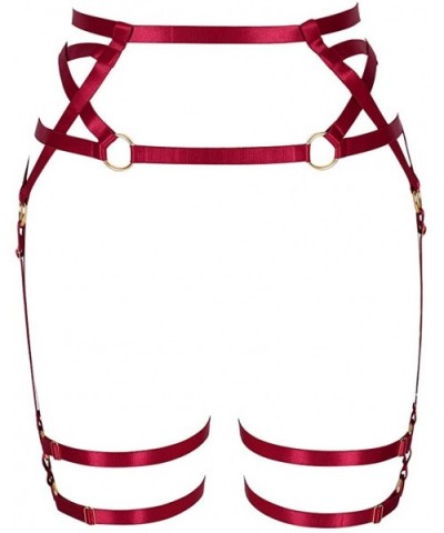 Woman Body Harness Garter Leg cage Festival Rave Dance Punk Gothic Long Tube Pentagram Garter - Red - CZ18T63TRSK $31.20 Gart...