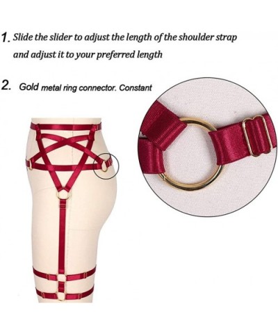 Woman Body Harness Garter Leg cage Festival Rave Dance Punk Gothic Long Tube Pentagram Garter - Red - CZ18T63TRSK $31.20 Gart...