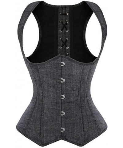 Women's Waist Slimming Underbust Waist Trainer Corset Vest - Grey Jean - CM18M38CXKM $44.84 Bustiers & Corsets