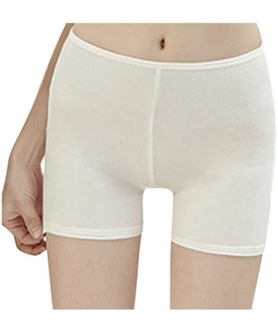 Slip Shorts for Under Dresses High Waisted Anti Chafing Underwear Smooth Under Skirt Shorts for Yoga - White - CZ18W6QYW4L $1...