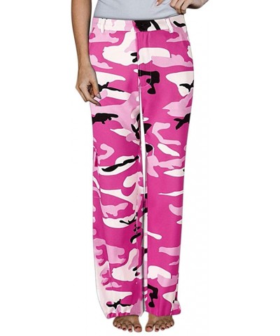 Women High Waist Camouflage Print Wide Leg Pants Drawstring Lounge Palazzo Pants - Hot Pink - CQ18WRAI3C7 $27.31 Nightgowns &...