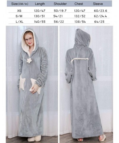 Womens Zip Up Long Robe with Hood-Moon Star Womens Bathrobes-Plush Warm Robes for Women Pink - C9193XZX80T $77.06 Robes