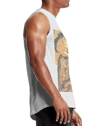 Men's Gray Summer Round Neck Sleeveless T-Shirt Stylish Cotton Undershirt Gym - Wiz Khalifa16 - CY190XCMNTO $36.70 Undershirts