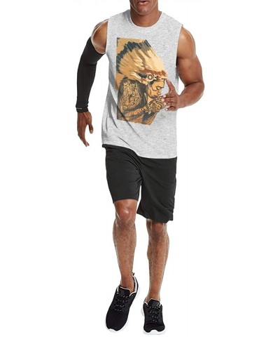 Men's Gray Summer Round Neck Sleeveless T-Shirt Stylish Cotton Undershirt Gym - Wiz Khalifa16 - CY190XCMNTO $36.70 Undershirts