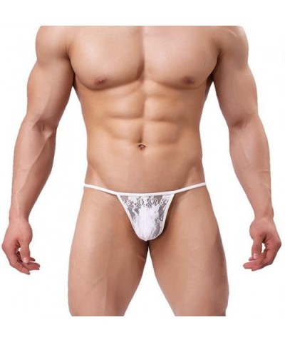 Low-Rise Backless T-Back Lace G String Underwear - Wht+blk 4 - CD18ZLXG98C $26.43 Briefs