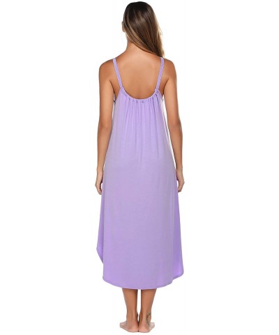 Long Nightgown Sexy Full Slips Sleepwear Summer Racerback Sleepshirt Loose Chemise Lingerie for Women - Lilac - CF18UWYD5N5 $...