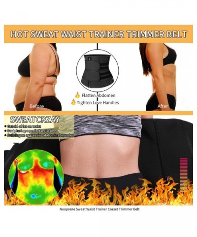 Waist Trainer Corset Trimmer Belt for Women Alpha Therapy Waist Cincher Sauna Sweat Belt Sports Girdle Weight Loss - Black(2b...