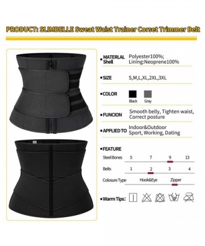 Waist Trainer Corset Trimmer Belt for Women Alpha Therapy Waist Cincher Sauna Sweat Belt Sports Girdle Weight Loss - Black(2b...