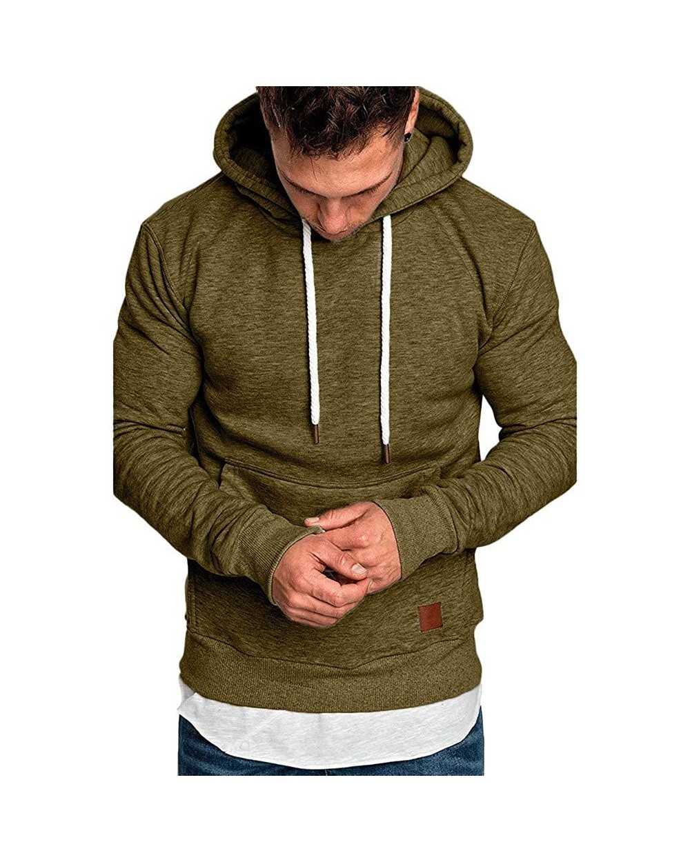 Men's Sweater HuiKai Simple Hoodies Long Sleeve Autumn Winter Casual Sweatshirt Top Blouse Tracksuits - Army Greem - CZ18AO3Q...