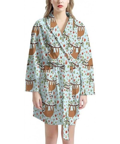 Women Bathrobe with Pockets Sleepwear Long Sleeve Lightweight Pajama Nightgown - Sloth Green - C01976KI0RY $77.90 Robes