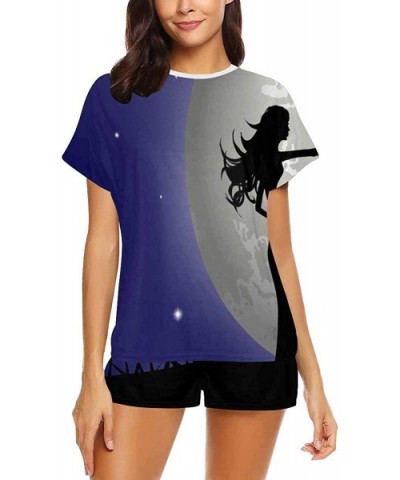 Unicorn Night Sky Women Sleepwear Lounge Short Sleeve Pajama Set Night Shirt - Multi 1 - CK19CG9E84Y $68.58 Nightgowns & Slee...