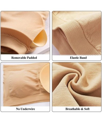 Women's Bandeau Bra Wireless Padded Strapless Basic Layering Tube Top Bra 1/2/3 Pack - Beige Lace - C618W44EZ0R $17.93 Bras