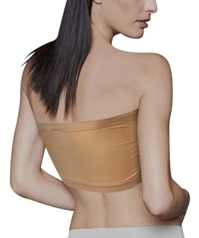 Women's Bandeau Bra Wireless Padded Strapless Basic Layering Tube Top Bra 1/2/3 Pack - Beige Lace - C618W44EZ0R $17.93 Bras